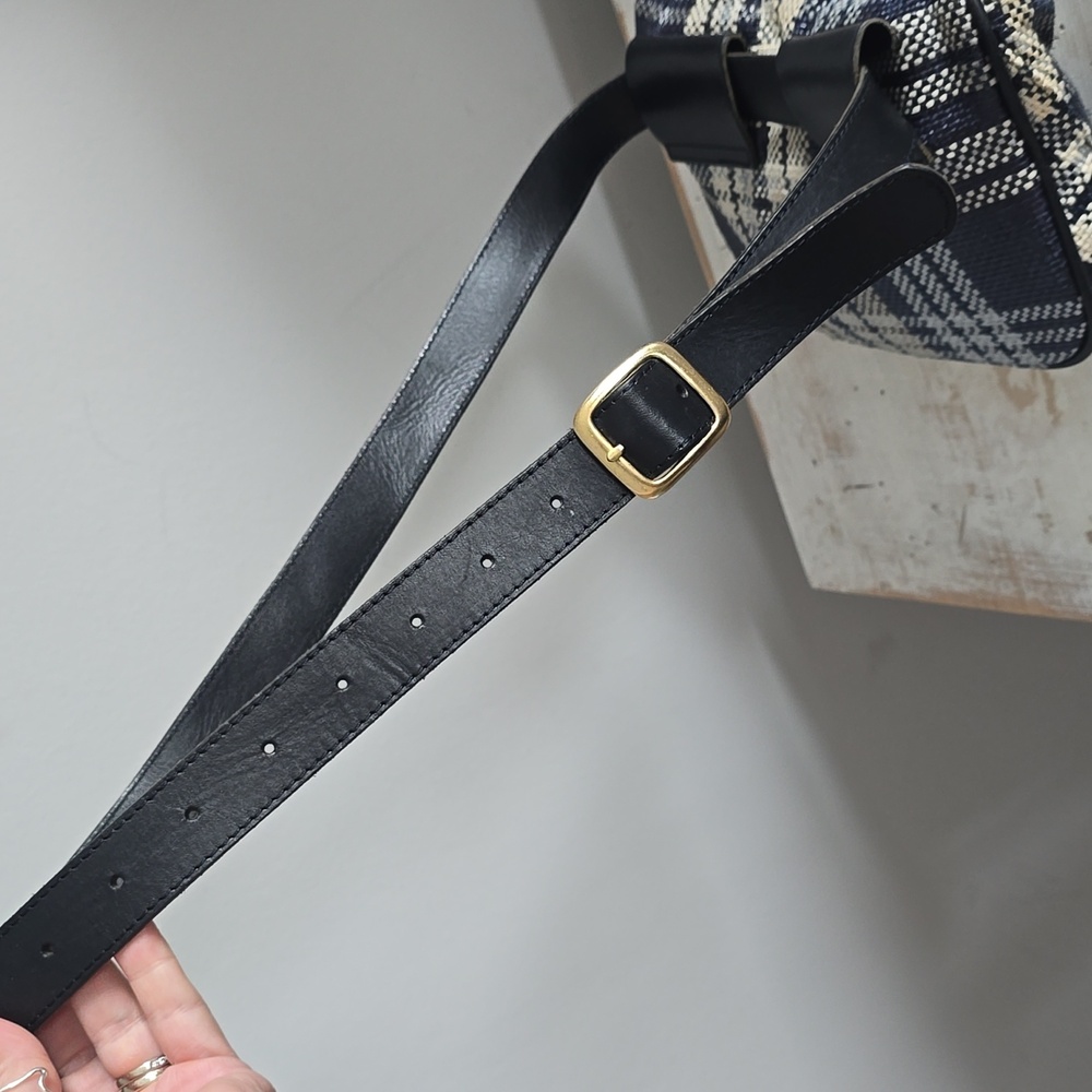 Clare V Plaid Fanny Pack In Navy/Cream - Picture 10 of 13